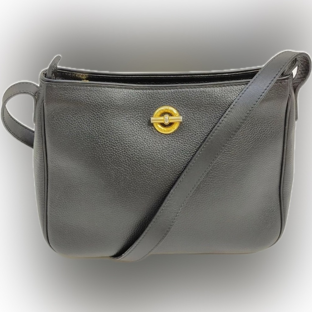 Celine Black Leather Crossbody Bag With Turn Lock & Beautiful Pink Interior